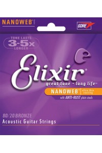  ELIXIR Medium Acoustic 80/20 Bronze With Nanoweb Coating (.013 - .056)